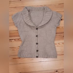 Super soft button-up short sleeve sweater hand knitted size small